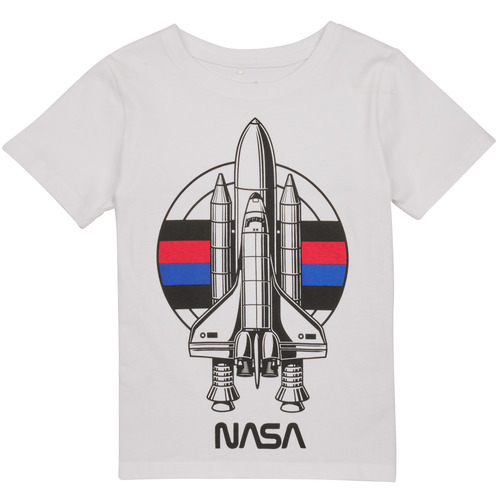 Υφασμάτινα Αγόρι T-shirt με κοντά μανίκια Name it NKMNOBERT NASA SS TOP Άσπρο
