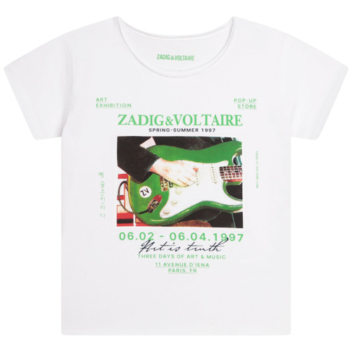 Υφασμάτινα Κορίτσι T-shirt με κοντά μανίκια Zadig & Voltaire X15381-10P-C Άσπρο