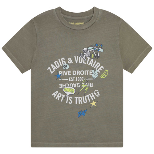 Υφασμάτινα Αγόρι T-shirt με κοντά μανίκια Zadig & Voltaire X25353-65B-J Kaki