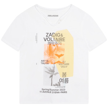 Υφασμάτινα Αγόρι T-shirt με κοντά μανίκια Zadig & Voltaire X25354-10P-J Άσπρο