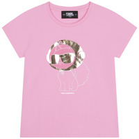 Υφασμάτινα Κορίτσι T-shirt με κοντά μανίκια Karl Lagerfeld Z15414-465-B Ροζ