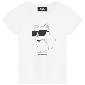 Υφασμάτινα Κορίτσι T-shirt με κοντά μανίκια Karl Lagerfeld Z15416-10P-B Άσπρο