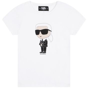 Υφασμάτινα Κορίτσι T-shirt με κοντά μανίκια Karl Lagerfeld Z15418-10P-B Άσπρο