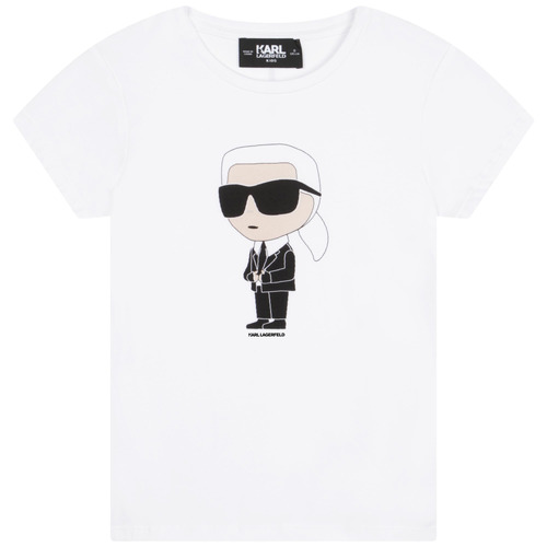 Υφασμάτινα Κορίτσι T-shirt με κοντά μανίκια Karl Lagerfeld Z15418-10P-C Άσπρο