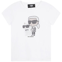 Υφασμάτινα Κορίτσι T-shirt με κοντά μανίκια Karl Lagerfeld Z15420-10P-B Άσπρο