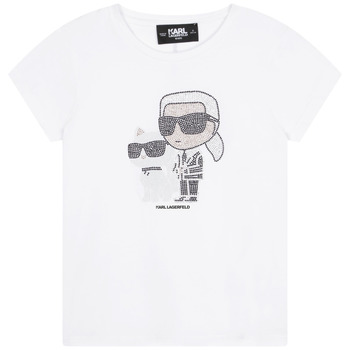 Υφασμάτινα Κορίτσι T-shirt με κοντά μανίκια Karl Lagerfeld  Άσπρο