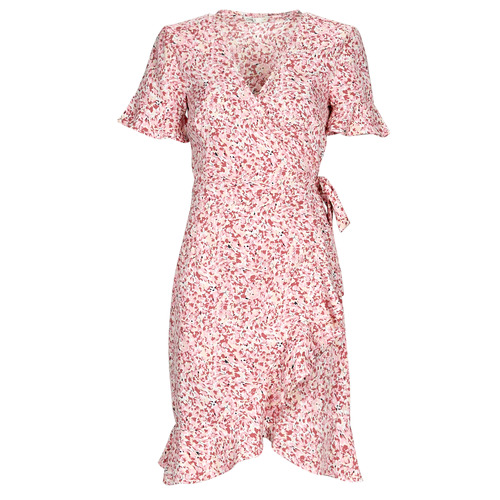 Υφασμάτινα Γυναίκα Κοντά Φορέματα Only ONLOLIVIA S/S WRAP DRESS Ροζ