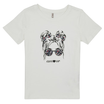 Υφασμάτινα Κορίτσι T-shirt με κοντά μανίκια Only KOGKITA-REG-S/S-AMOUR-TOP-JRS Beige