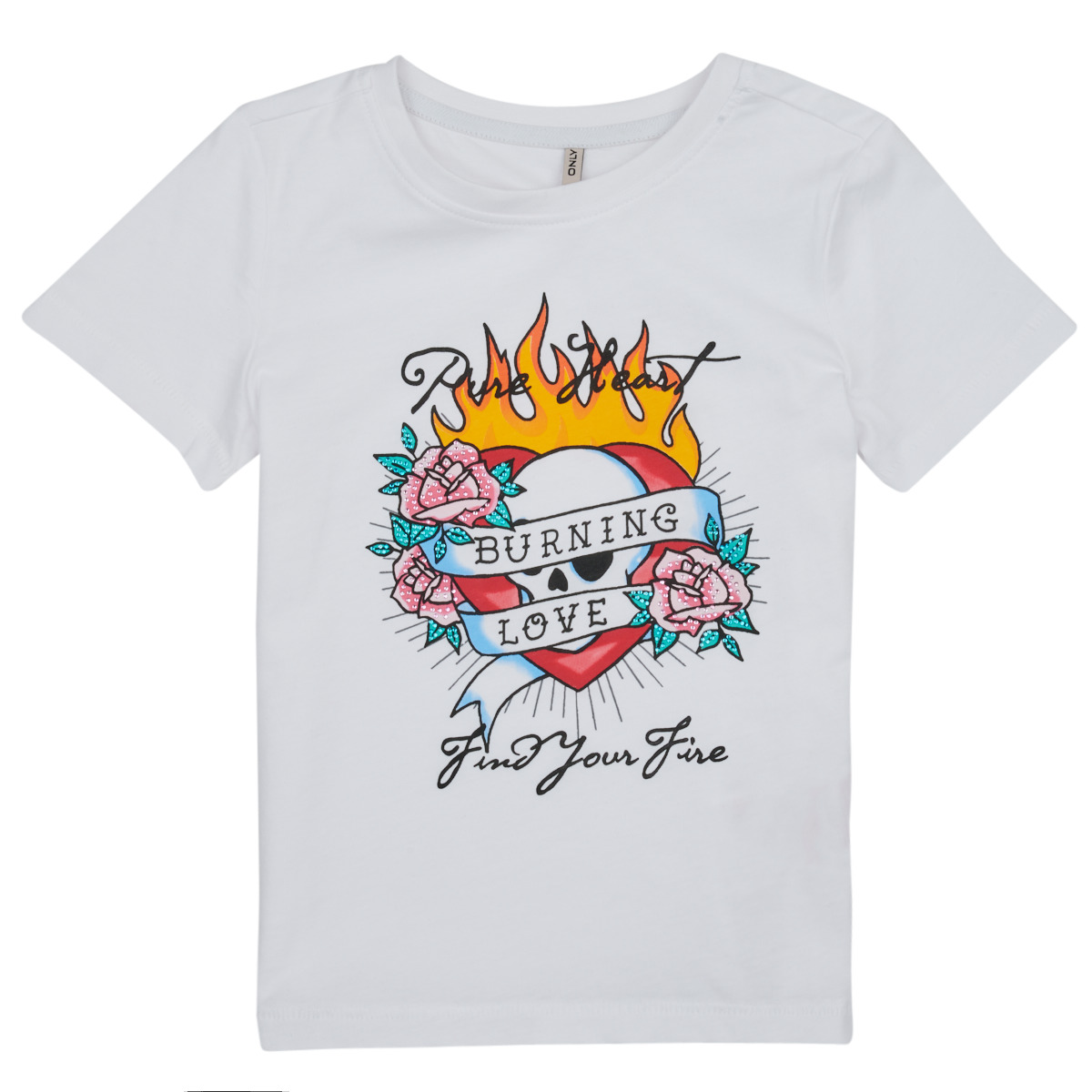 Only  T-shirt με κοντά μανίκια Only KOGALICE-REG-S/S-BURNING-TOP-BOX-JRS