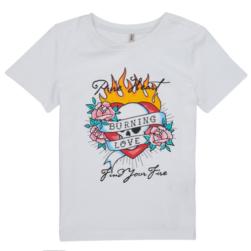 Υφασμάτινα Κορίτσι T-shirt με κοντά μανίκια Only KOGALICE-REG-S/S-BURNING-TOP-BOX-JRS Άσπρο