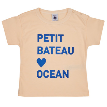 Υφασμάτινα Παιδί T-shirt με κοντά μανίκια Petit Bateau FAON Beige / Μπλέ