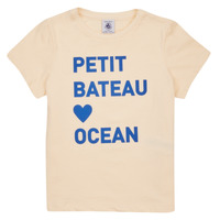 Υφασμάτινα Κορίτσι T-shirt με κοντά μανίκια Petit Bateau FOUGUE Beige / Μπλέ