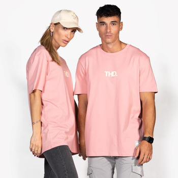Υφασμάτινα T-shirt με κοντά μανίκια THEAD.  Ροζ