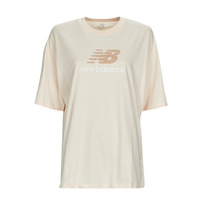 Υφασμάτινα Γυναίκα T-shirt με κοντά μανίκια New Balance Essentials Stacked Logo T-Shirt Beige