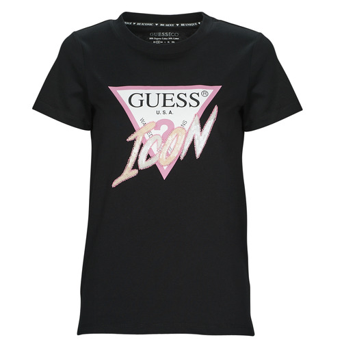 Υφασμάτινα Γυναίκα T-shirt με κοντά μανίκια Guess SS CN ICON TEE Black