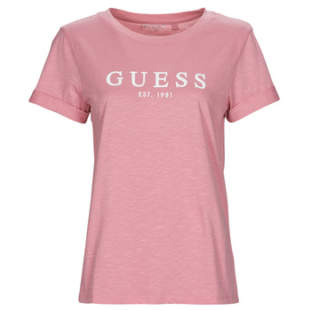 Υφασμάτινα Γυναίκα T-shirt με κοντά μανίκια Guess ES SS GUESS 1981 ROLL CUFF TEE Ροζ