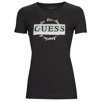Υφασμάτινα Γυναίκα T-shirt με κοντά μανίκια Guess SS CN ROUND LOGO TEE Black