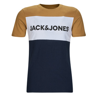 Υφασμάτινα Άνδρας T-shirt με κοντά μανίκια Jack & Jones JJELOGO BLOCKING TEE SS Yellow / Άσπρο / Marine