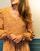Υφασμάτινα Γυναίκα Κοντά Φορέματα Céleste OLYMPE Camel / Ecru
