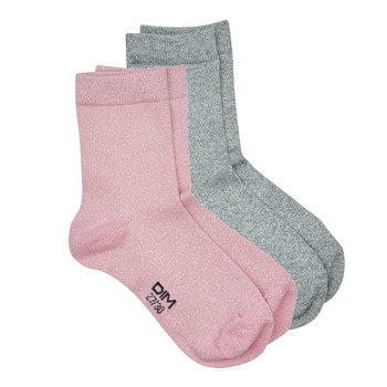 Αξεσουάρ Κορίτσι Κάλτσες DIM COTON STYLE ALL OVER LUREX FILLE PACK X2 Ροζ / Grey