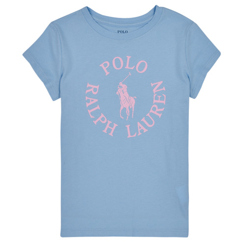 Υφασμάτινα Κορίτσι T-shirt με κοντά μανίκια Polo Ralph Lauren SS GRAPHIC T-KNIT SHIRTS-T-SHIRT Μπλέ / Σιελ / Ροζ