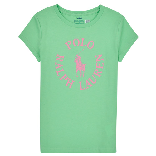 Υφασμάτινα Κορίτσι T-shirt με κοντά μανίκια Polo Ralph Lauren SS GRAPHIC T-KNIT SHIRTS-T-SHIRT Green / Ροζ