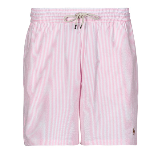 Υφασμάτινα Άνδρας Μαγιώ / shorts για την παραλία Polo Ralph Lauren MAILLOT DE BAIN A RAYURES EN COTON MELANGE Ροζ / Άσπρο / Carmel / Pink / Seersucker
