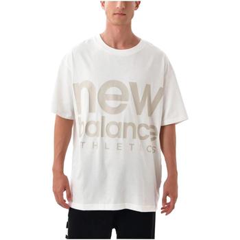 Υφασμάτινα T-shirt με κοντά μανίκια New Balance  Beige