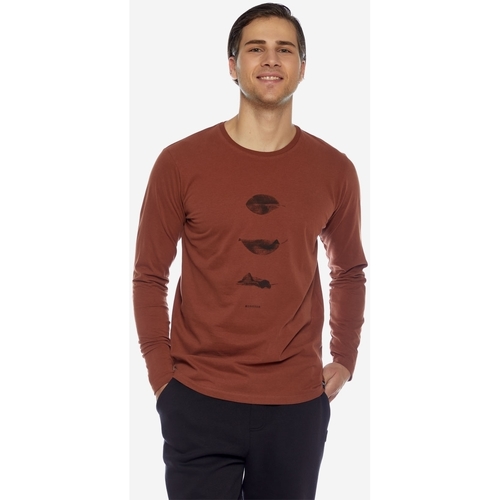 Υφασμάτινα Άνδρας Μπλουζάκια με μακριά μανίκια Brokers ΑΝΔΡΙΚΟ T-SHIRT Brown
