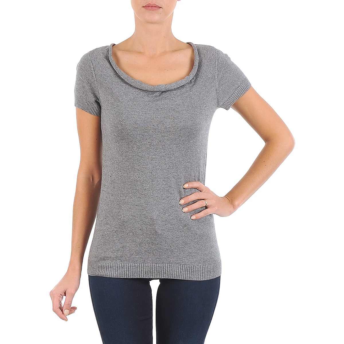 Υφασμάτινα Γυναίκα T-shirt με κοντά μανίκια La City PULL COL BEB Grey