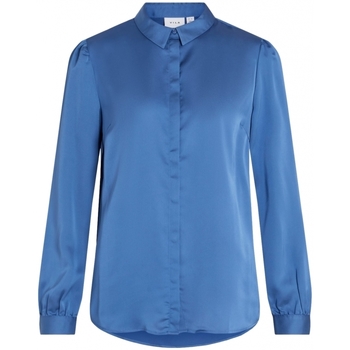 Υφασμάτινα Γυναίκα Μπλούζες Vila Camisa Ellette Satin L/S - Federal Blue Μπλέ