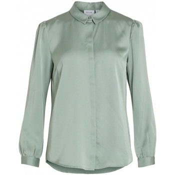 Vila Shirt Ellette Satin L/S - Green/Milieu Green