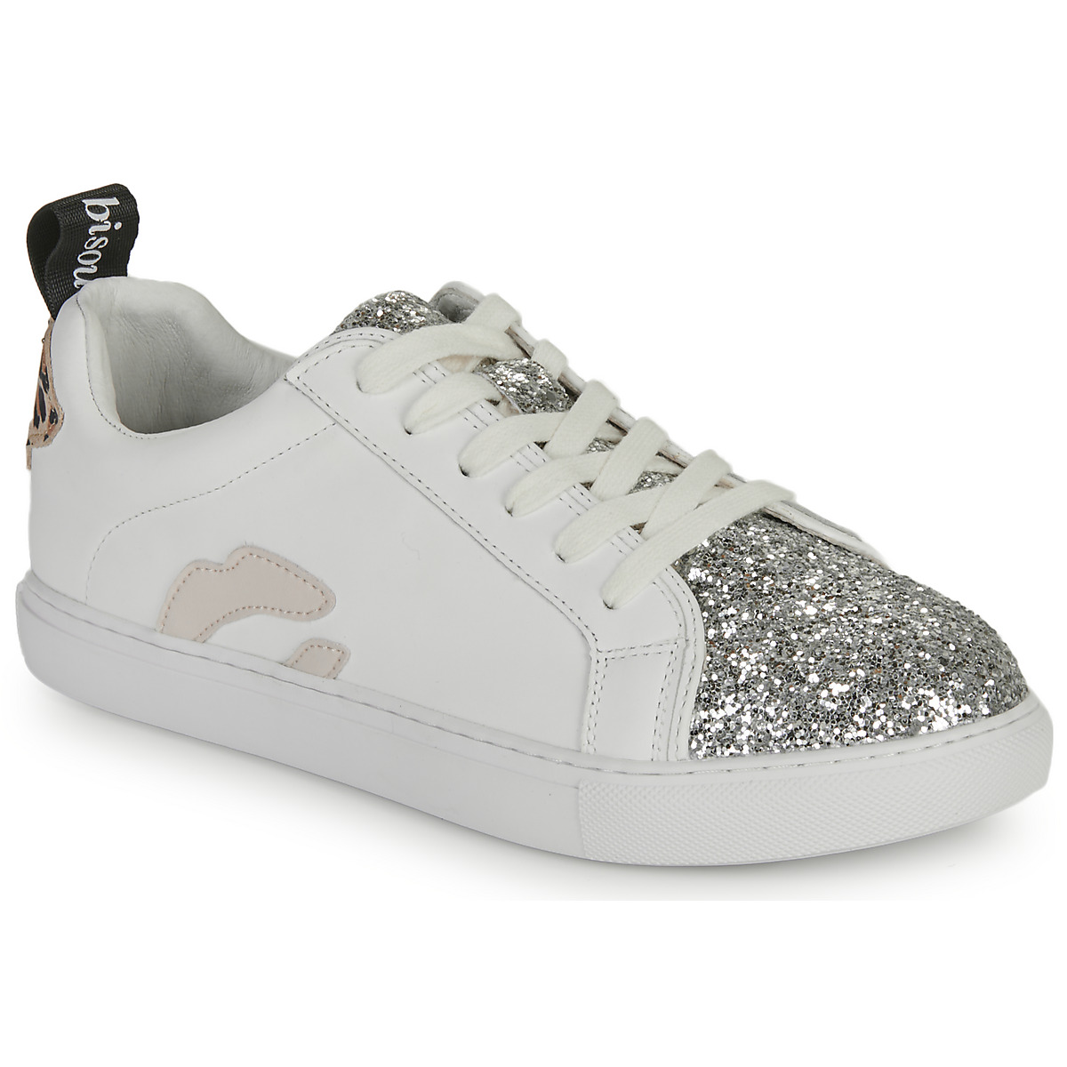 Παπούτσια Γυναίκα Χαμηλά Sneakers Bons baisers de Paname BETTYS ROSE GLITTER SILVER Άσπρο / Silver