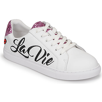 Παπούτσια Γυναίκα Χαμηλά Sneakers Bons baisers de Paname SIMONE LA VIE EN ROSE Άσπρο / Ροζ
