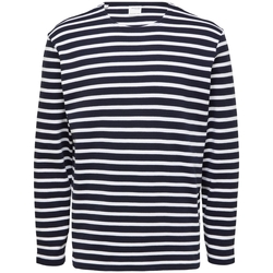 Υφασμάτινα Άνδρας T-shirts & Μπλούζες Selected Noos Briac Stripe L/S T-Shirt - Navy Blazer Μπλέ