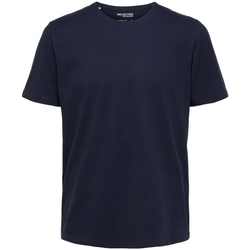 Υφασμάτινα Άνδρας T-shirts & Μπλούζες Selected Noos Pan Linen T-Shirt - Navy Blazer Μπλέ
