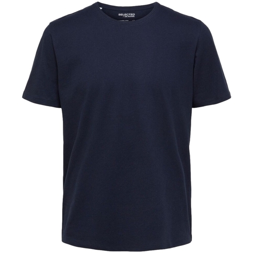 Υφασμάτινα Άνδρας T-shirts & Μπλούζες Selected Noos Pan Linen T-Shirt - Navy Blazer Μπλέ