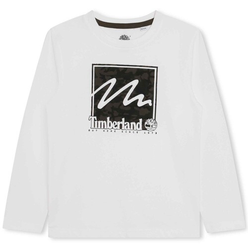 Υφασμάτινα Αγόρι T-shirt με κοντά μανίκια Timberland T25U35-10P-J Άσπρο