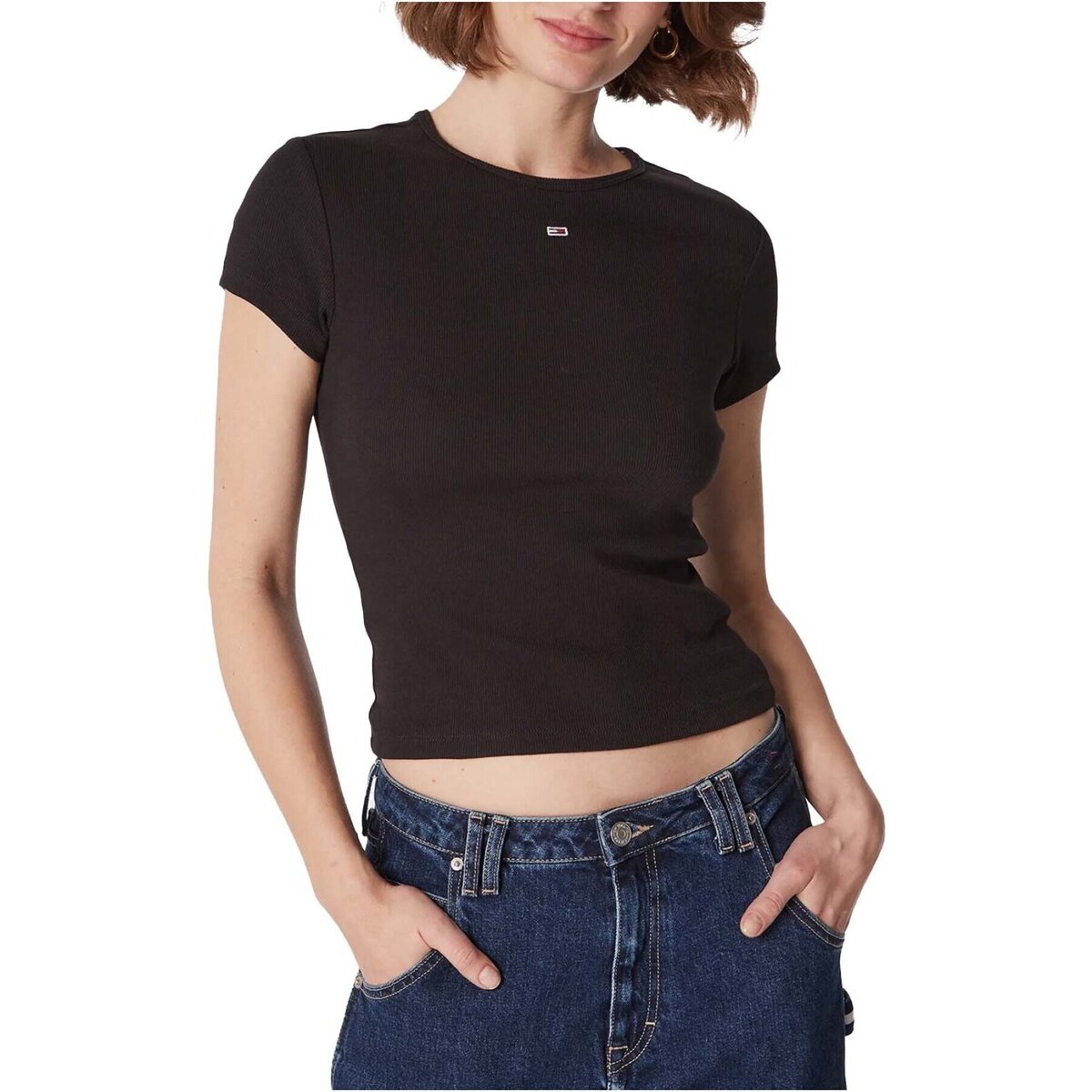Υφασμάτινα Γυναίκα T-shirts & Μπλούζες Tommy Jeans DW0DW14876 Black