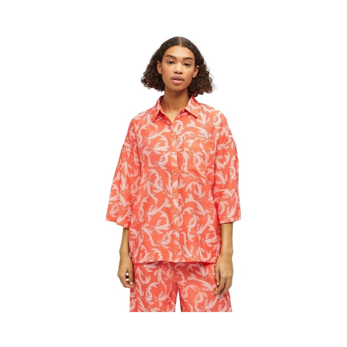 Object  Μπλούζα Object Shirt Rio 3/4 - Hot Coral
