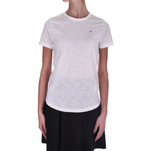 Υφασμάτινα Γυναίκα T-shirt με κοντά μανίκια Tommy Hilfiger WW0WW37857 Άσπρο
