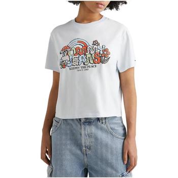 Υφασμάτινα Γυναίκα T-shirt με κοντά μανίκια Tommy Hilfiger  Μπλέ