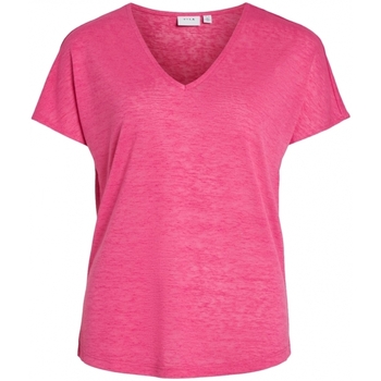 Υφασμάτινα Γυναίκα Μπλούζες Vila Top Amer S/S - Pink Yarrow Ροζ