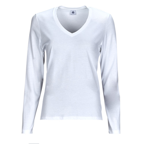 Υφασμάτινα Γυναίκα Μπλουζάκια με μακριά μανίκια Petit Bateau ML COL V Άσπρο