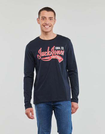 Υφασμάτινα Άνδρας Μπλουζάκια με μακριά μανίκια Jack & Jones JJELOGO TEE LS O-NECK 2 COL AW23 SN Marine