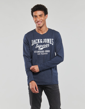 Υφασμάτινα Άνδρας Μπλουζάκια με μακριά μανίκια Jack & Jones JJLOGO TEE LS O-NECK 1 COL MEL Marine