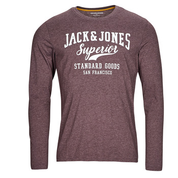 Υφασμάτινα Άνδρας Μπλουζάκια με μακριά μανίκια Jack & Jones JJLOGO TEE LS O-NECK 1 COL MEL Bordeaux