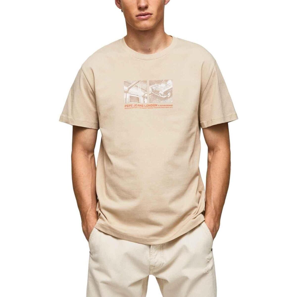 Υφασμάτινα Άνδρας T-shirt με κοντά μανίκια Pepe jeans  Beige