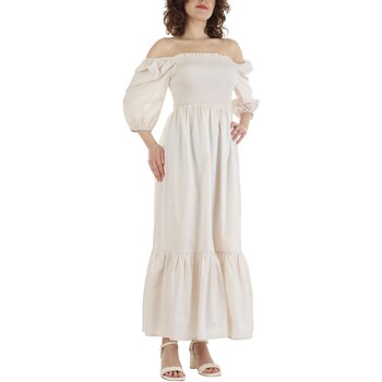 Υφασμάτινα Γυναίκα Μακριά Φορέματα Yes Zee A442-HP00 Άσπρο