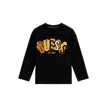 Υφασμάτινα Αγόρι Μπλουζάκια με μακριά μανίκια Guess N3BI17 Black